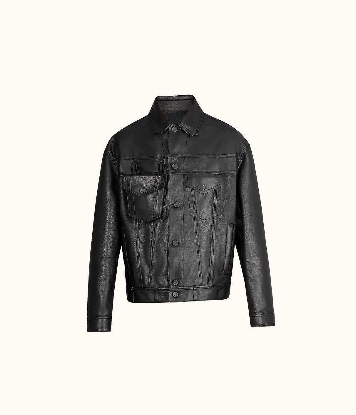 Louis Vuitton Louis Vuitton Leather Denim Jacket Chain & 3D Pocket