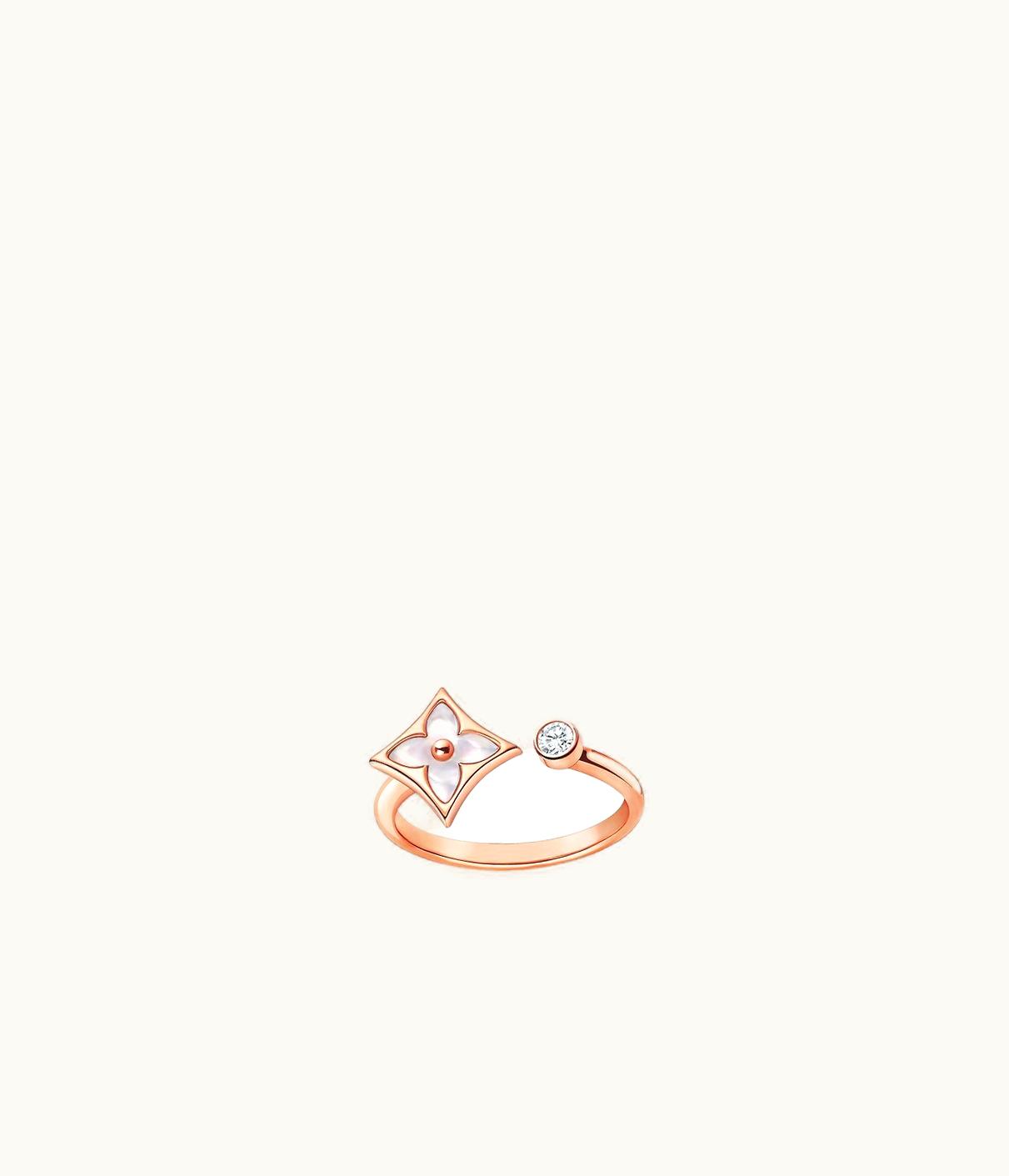 Louis Vuitton Louis Vuitton Colour Blossom Mini Star Ring, Pink Gold, White Mother-Of-Pearl And Diamond