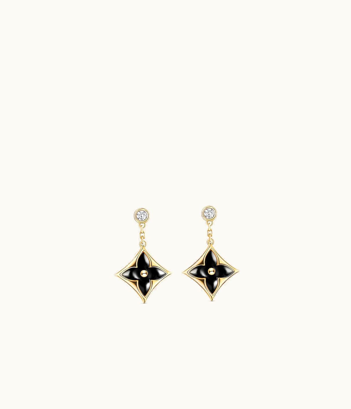 Louis Vuitton Louis Vuitton Colour Blossom BB Star Ear Studs, Yellow Gold, Onyx And Diamonds