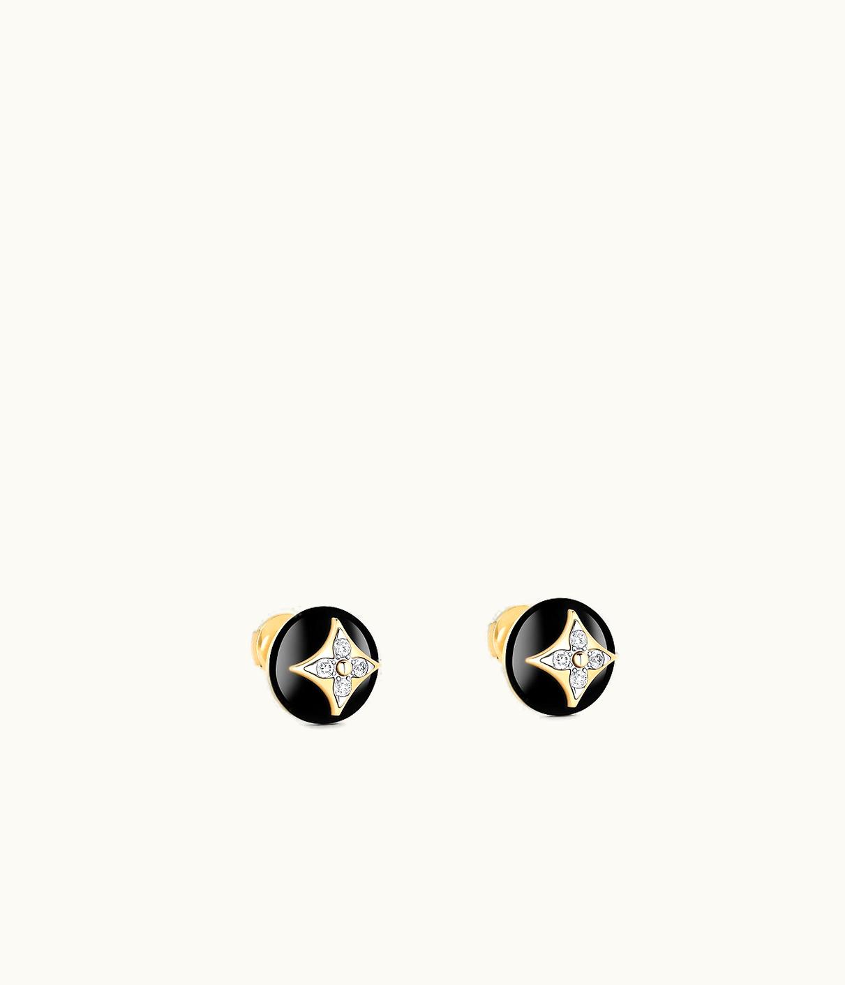 Louis Vuitton Louis Vuitton B Blossom Studs, Yellow Gold, White Gold, Onyx And Diamonds