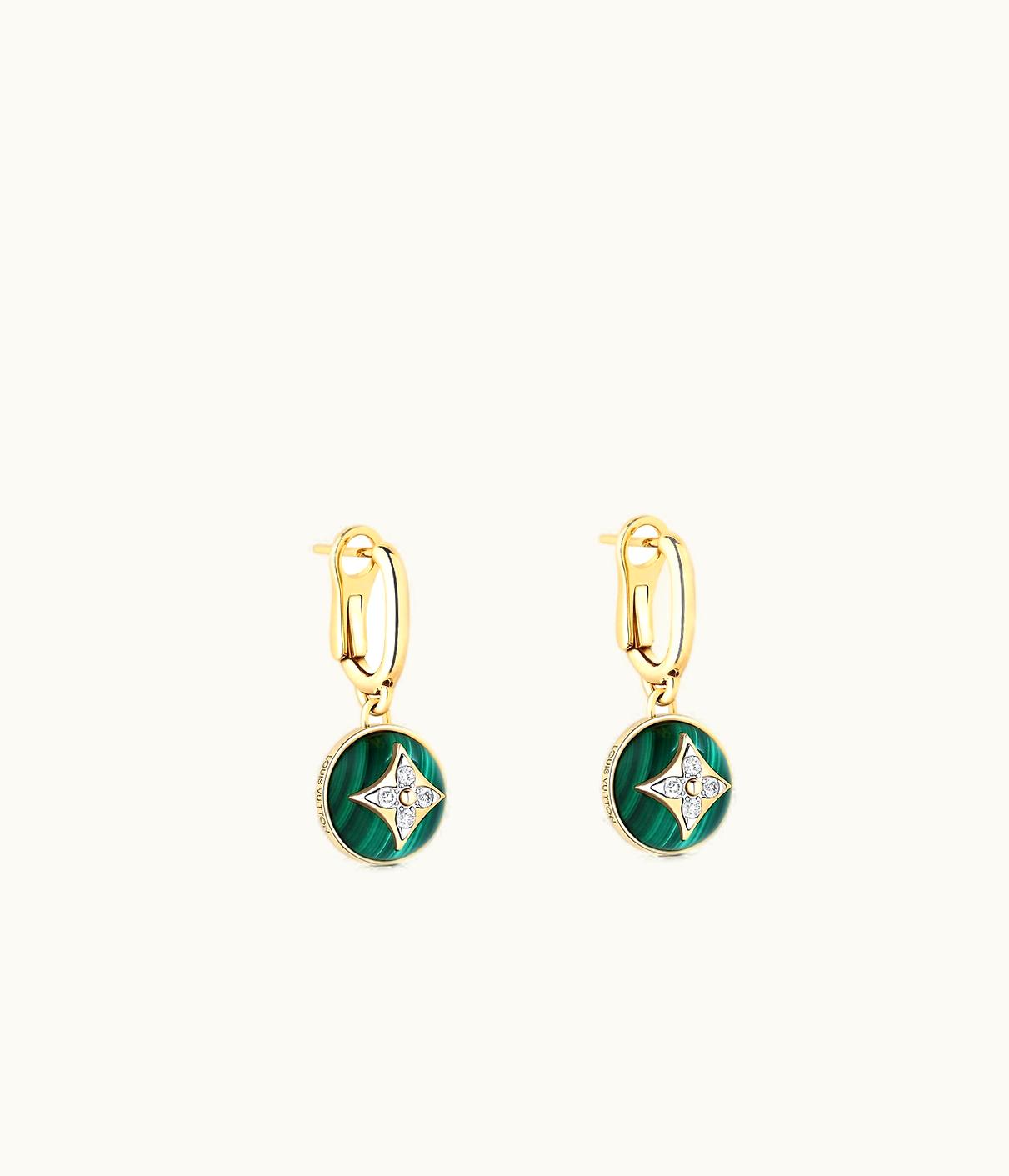 Louis Vuitton Louis Vuitton B Blossom Earrings, Yellow Gold, White Gold, Malachite And Diamonds