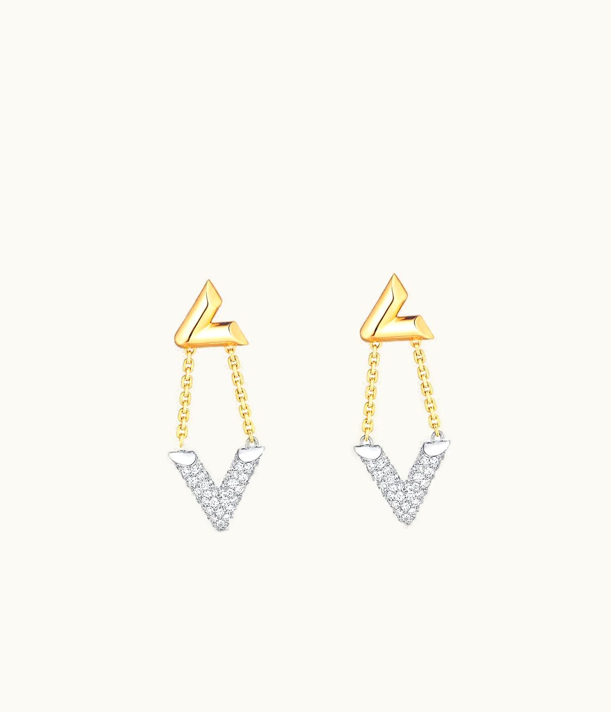 Louis Vuitton Louis Vuitton LV Volt Upside Down Earrings, Yellow Gold, White Gold And Diamonds