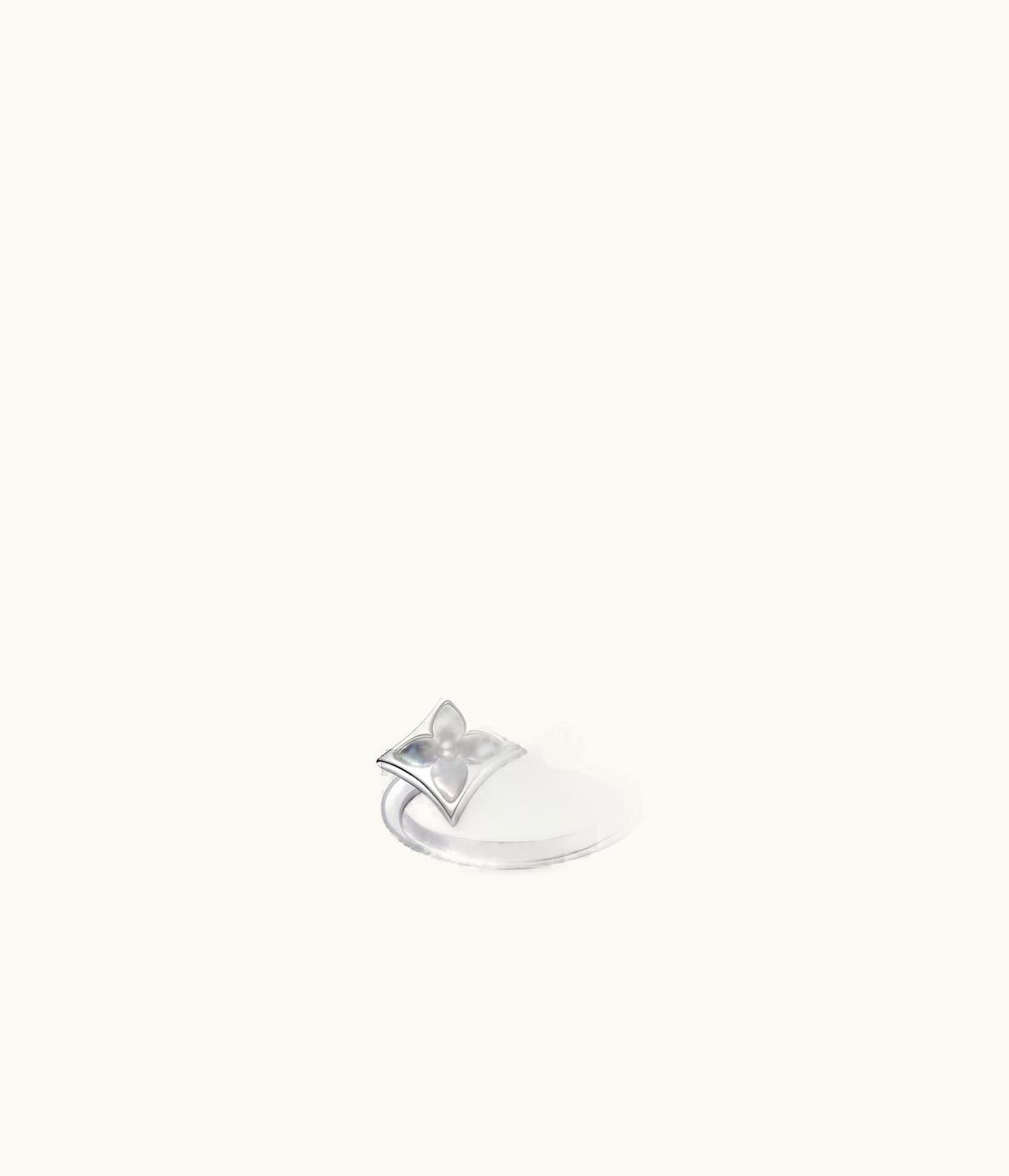 Louis Vuitton Louis Vuitton Colour Blossom Mini Star Ring, White Gold, Grey Mother-Of-Pearl And Diamond