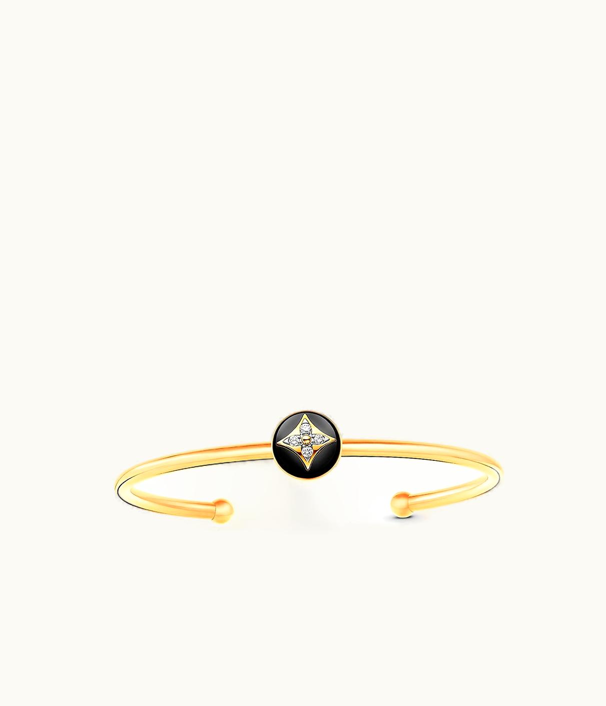 Louis Vuitton Louis Vuitton B Blossom Open Bangle, Yellow Gold, White Gold, Onyx And Diamonds