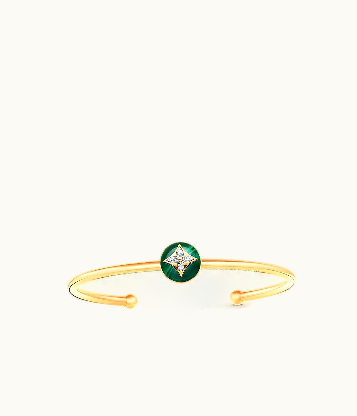 Louis Vuitton Louis Vuitton B Blossom Open Bangle, Yellow Gold, White Gold, Malachite And Diamonds