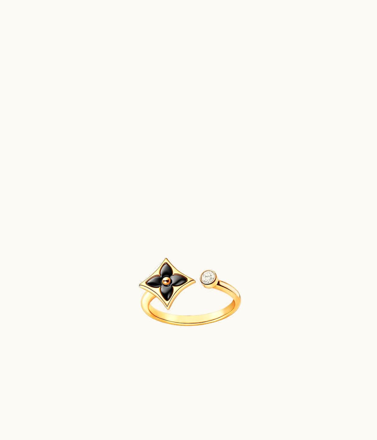 Louis Vuitton Louis Vuitton Colour Blossom Mini Star Ring, Yellow Gold, Onyx And Diamond