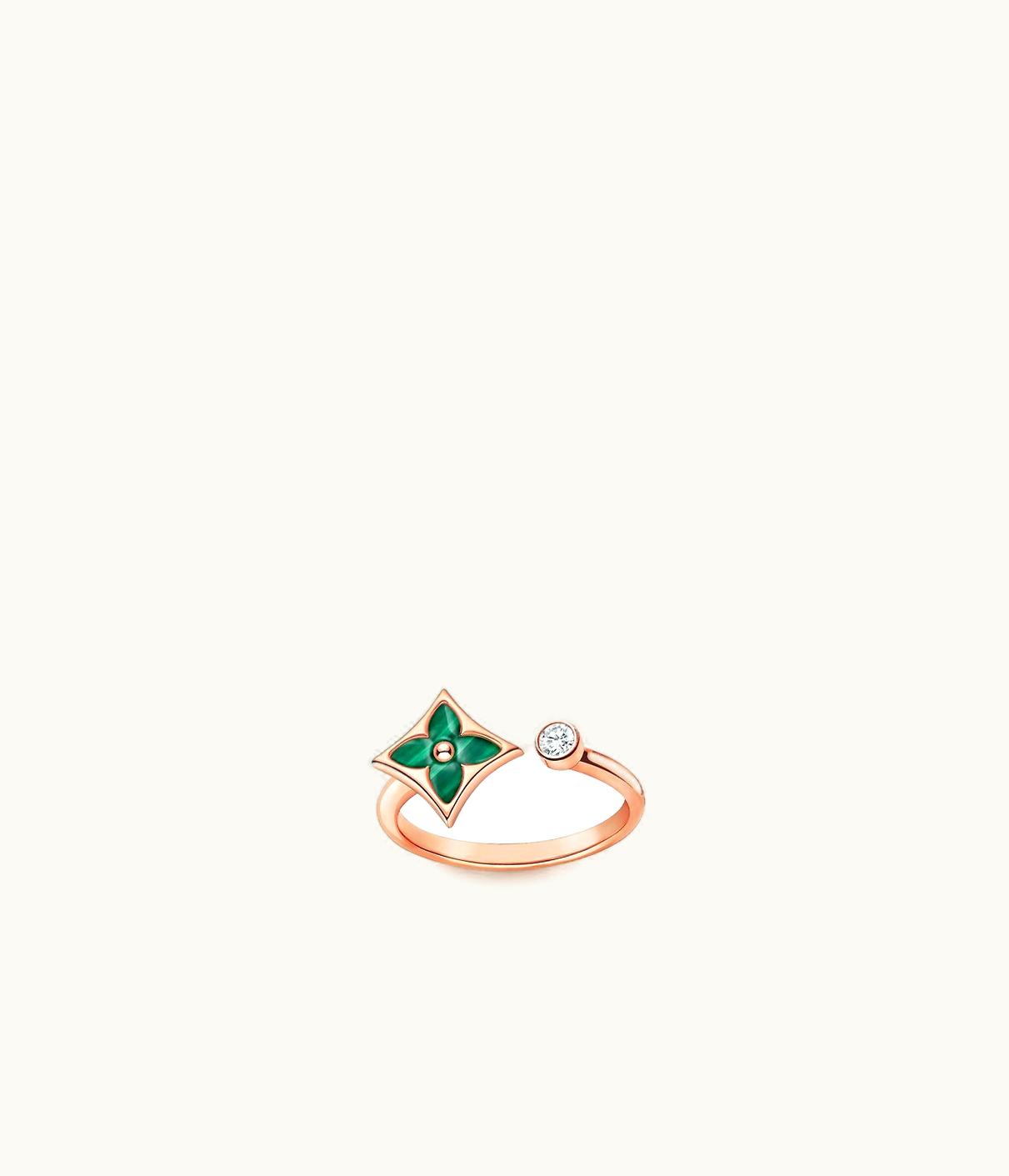 Louis Vuitton Louis Vuitton Colour Blossom Mini Star Ring, Pink Gold, Malachite And Diamond