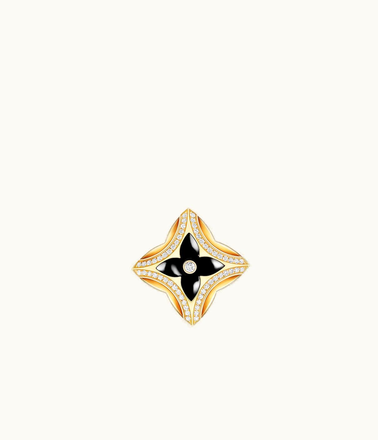Louis Vuitton Louis Vuitton Ever Blossom Brooch, Yellow Gold, Onyx & Diamonds
