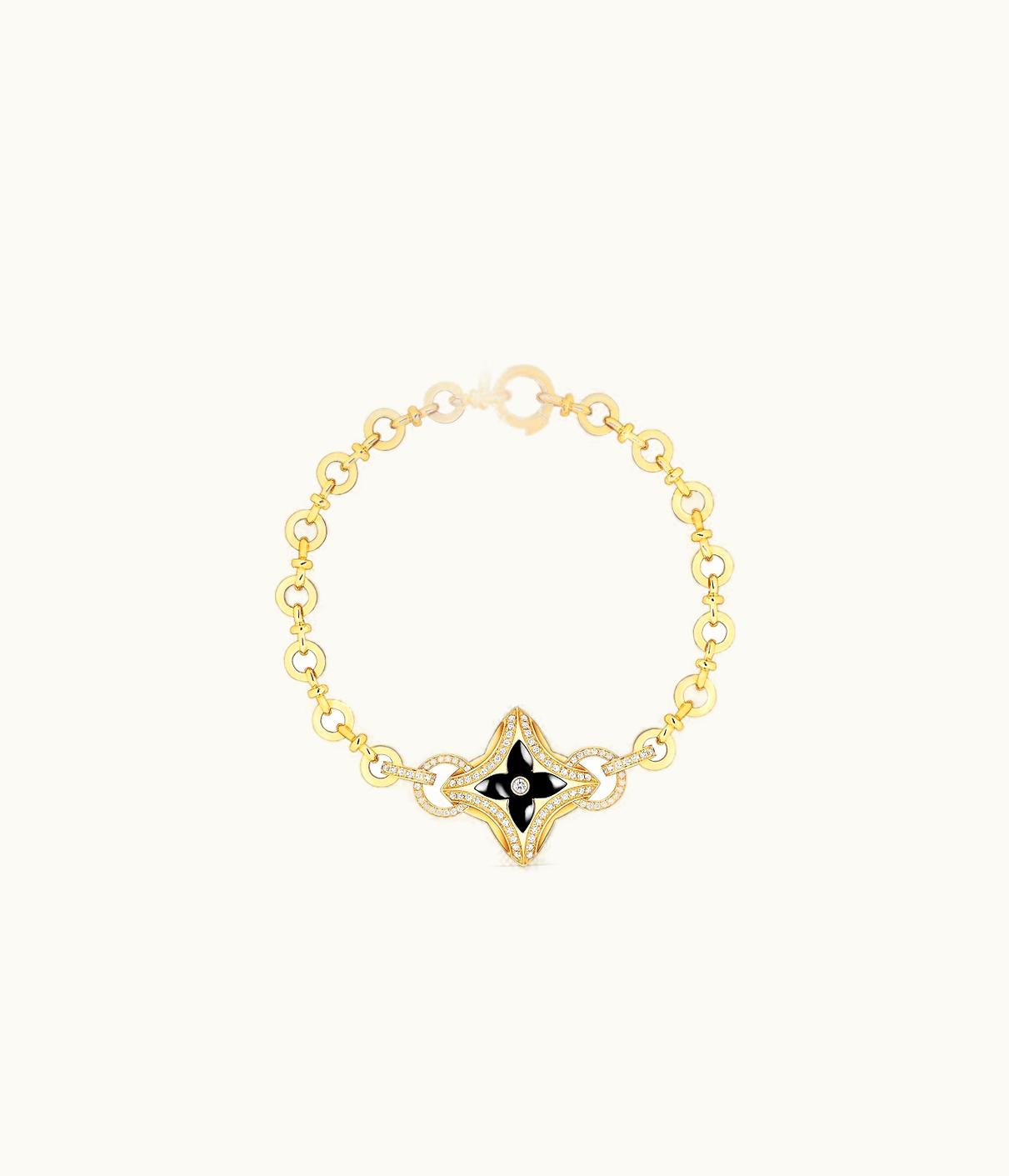 Louis Vuitton Louis Vuitton Ever Blossom Bracelet, Yellow Gold, Onyx & Diamonds