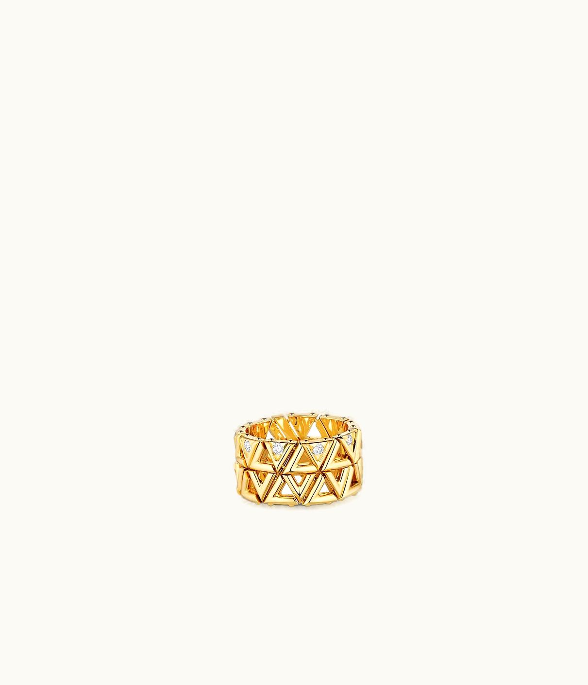Louis Vuitton Louis Vuitton LV Volt Mesh Ring, Yellow Gold And Diamonds