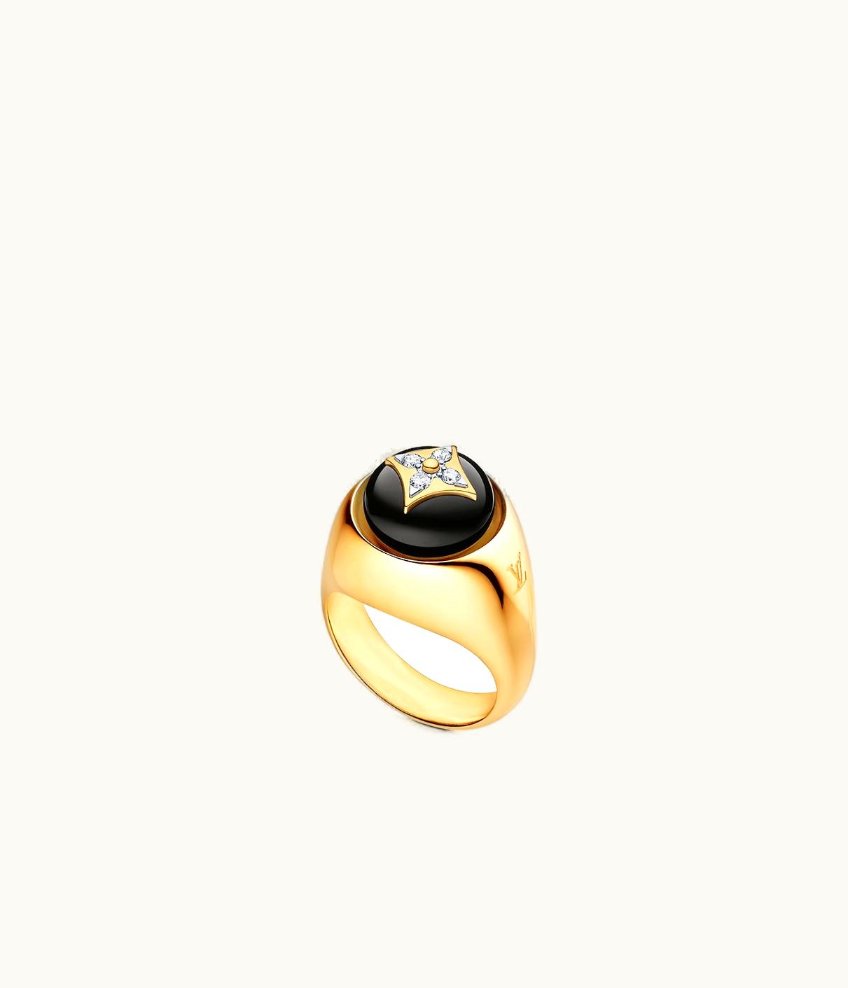 Louis Vuitton Louis Vuitton B Blossom Signet Ring, Yellow Gold, White Gold, Onyx And Diamonds
