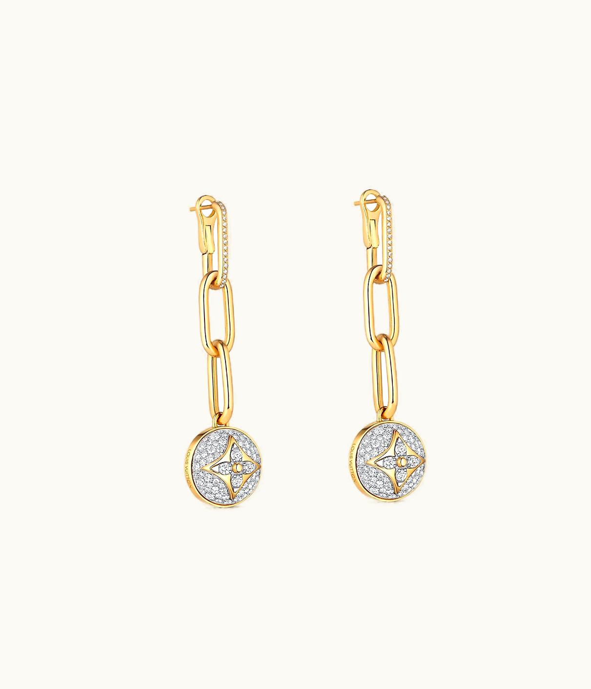 Louis Vuitton Louis Vuitton B Blossom Earrings Yellow Gold, White Gold And Pavé Diamond