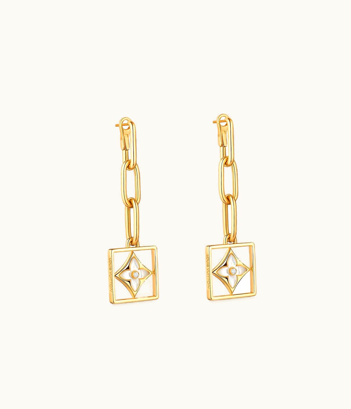 Louis Vuitton Louis Vuitton B Blossom Earrings, Yellow Gold, White Mother-Of-Pearl And Diamonds