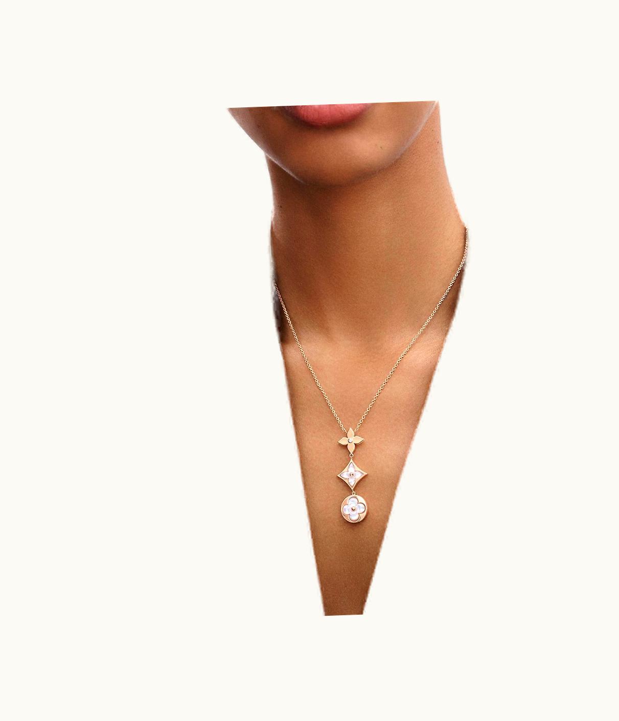 Louis Vuitton Louis Vuitton Colour Blossom Lariat Necklace, Pink Gold, White Mother-Of-Pearl And Diamond