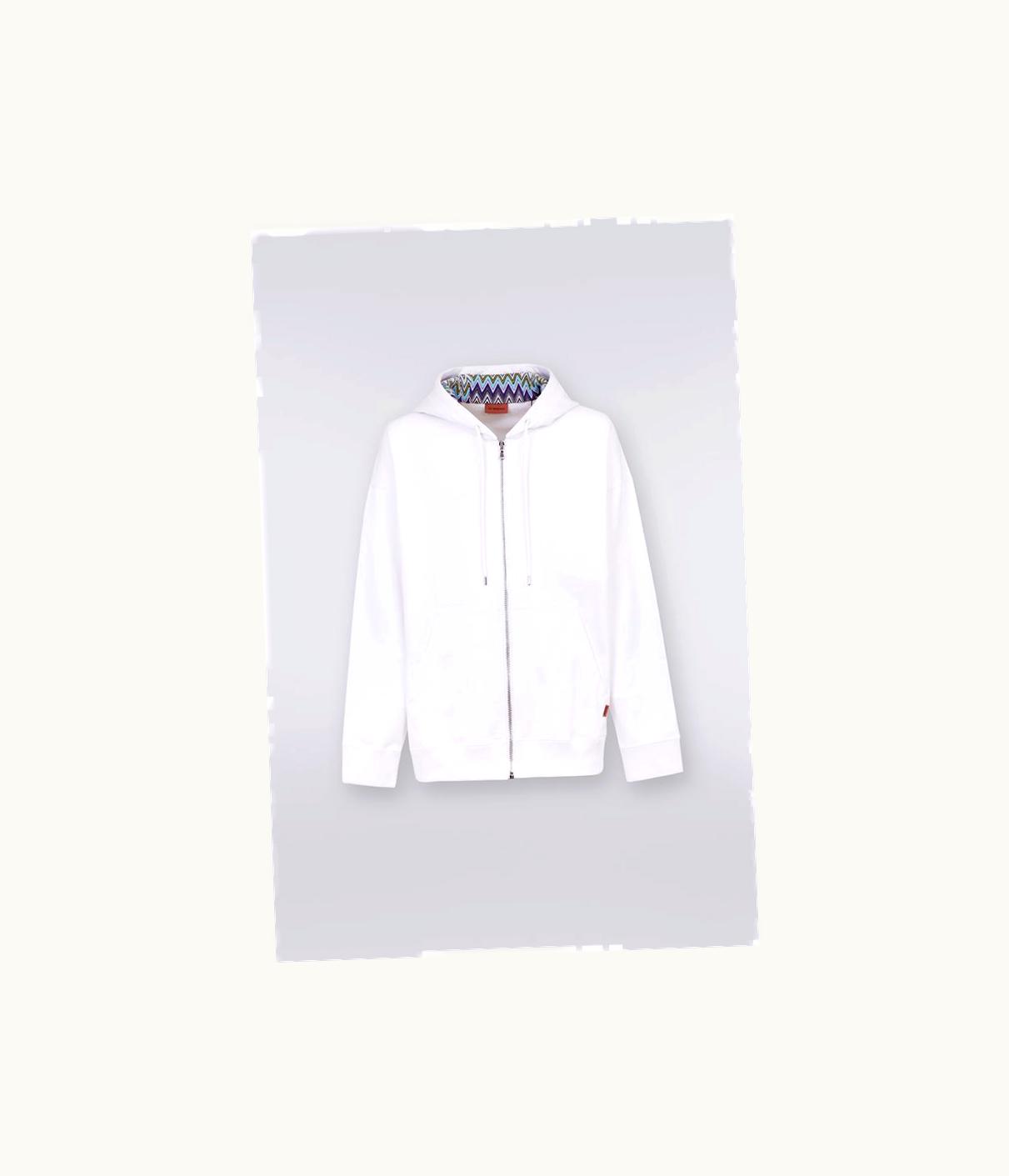 Missoni Missoni Cotton Sweatshirt With Hood, Zip And Multicoloured Knitted Inserts