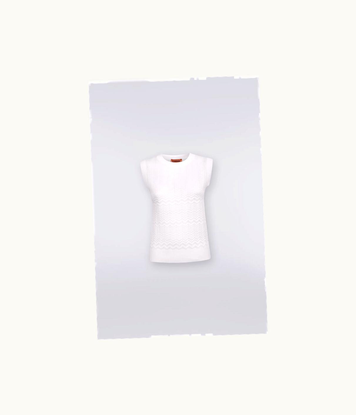 Missoni Missoni Sleeveless Cotton And Viscose Top With Tone-On-Tone Zigzag