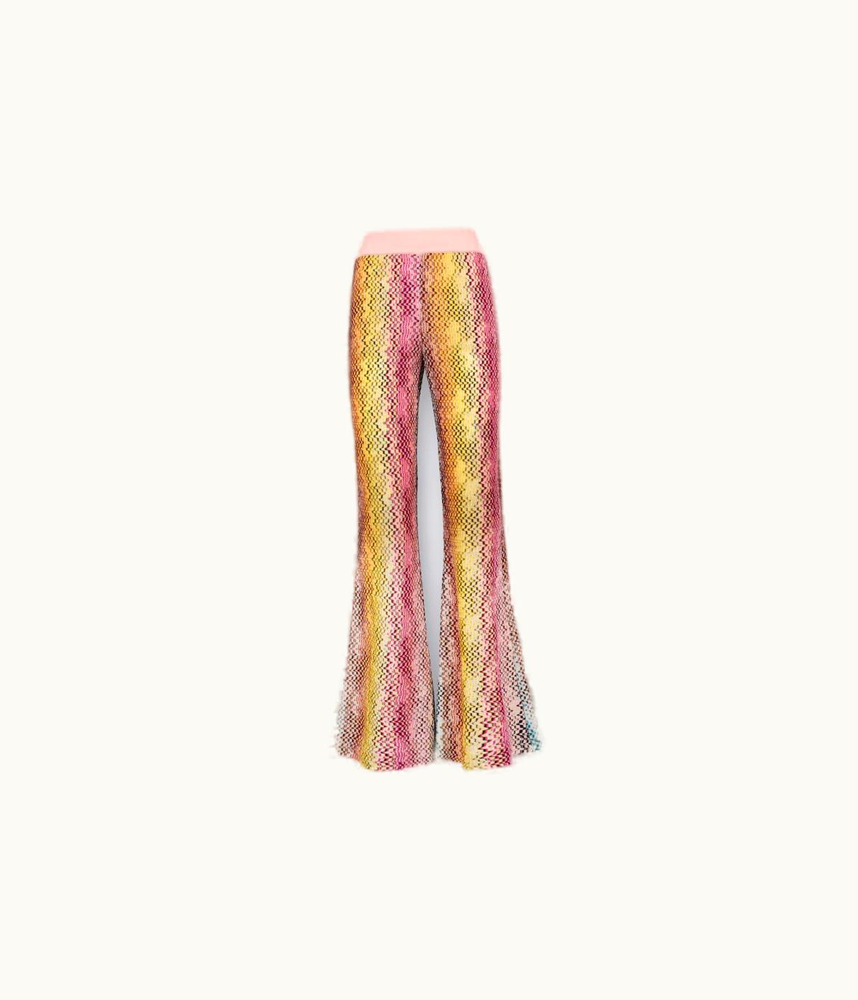 Missoni Missoni Viscose Flared Trousers With Multicoloured Greek Fret Print