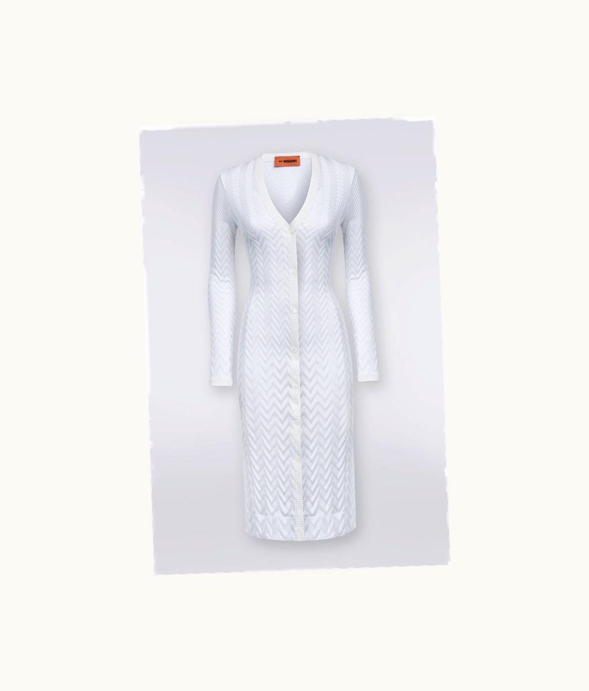 Missoni Missoni Long Cotton And Viscose Cardigan With Tone-On-Tone Chevron