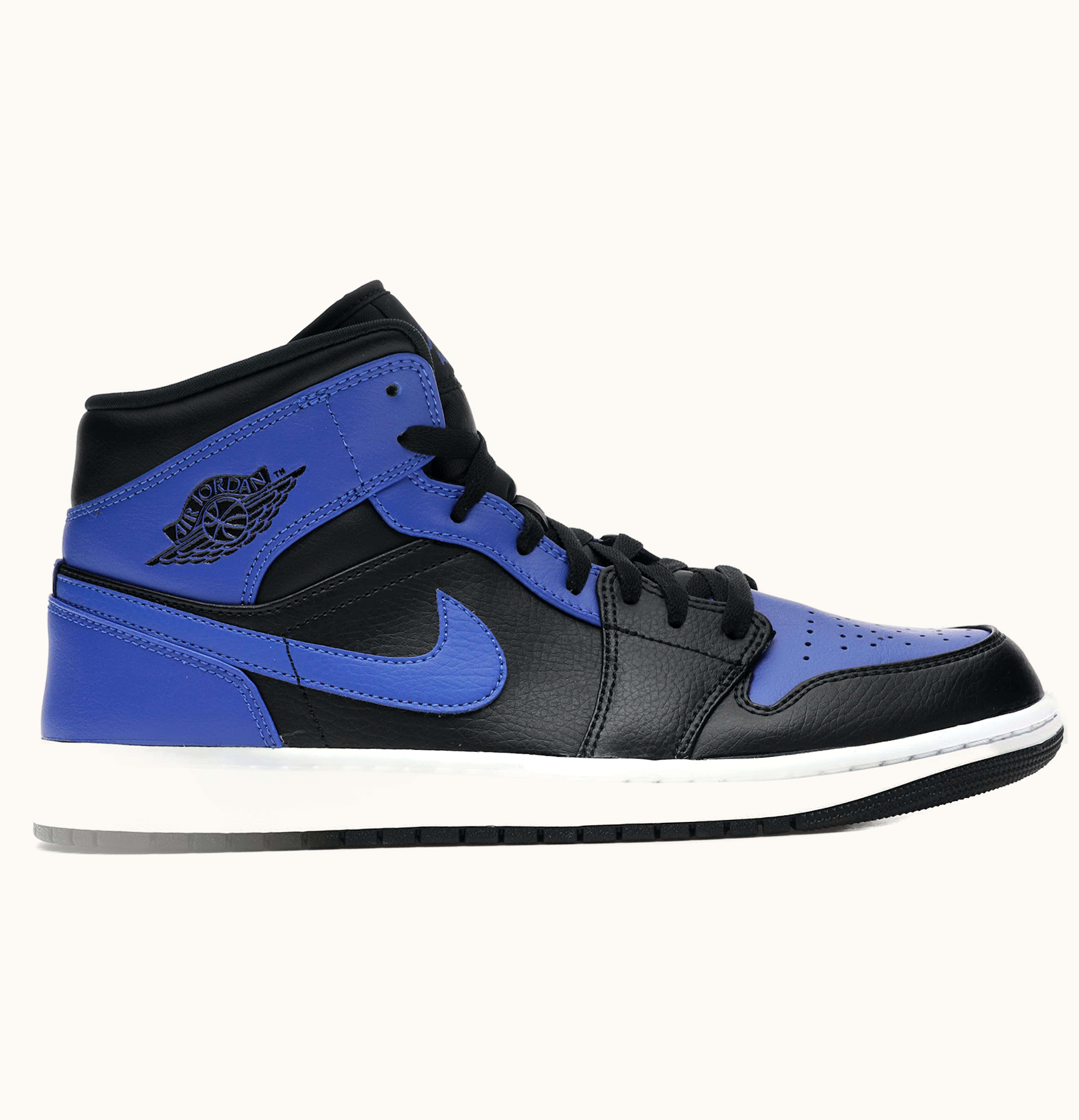 Jordan Air Jordan 1 Mid Black Royal Tumbled Leather