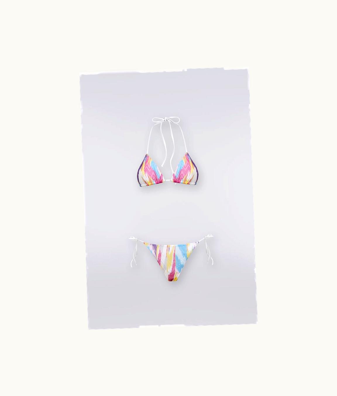 Missoni Missoni Bikini In Zigzag Knit And Slub Print