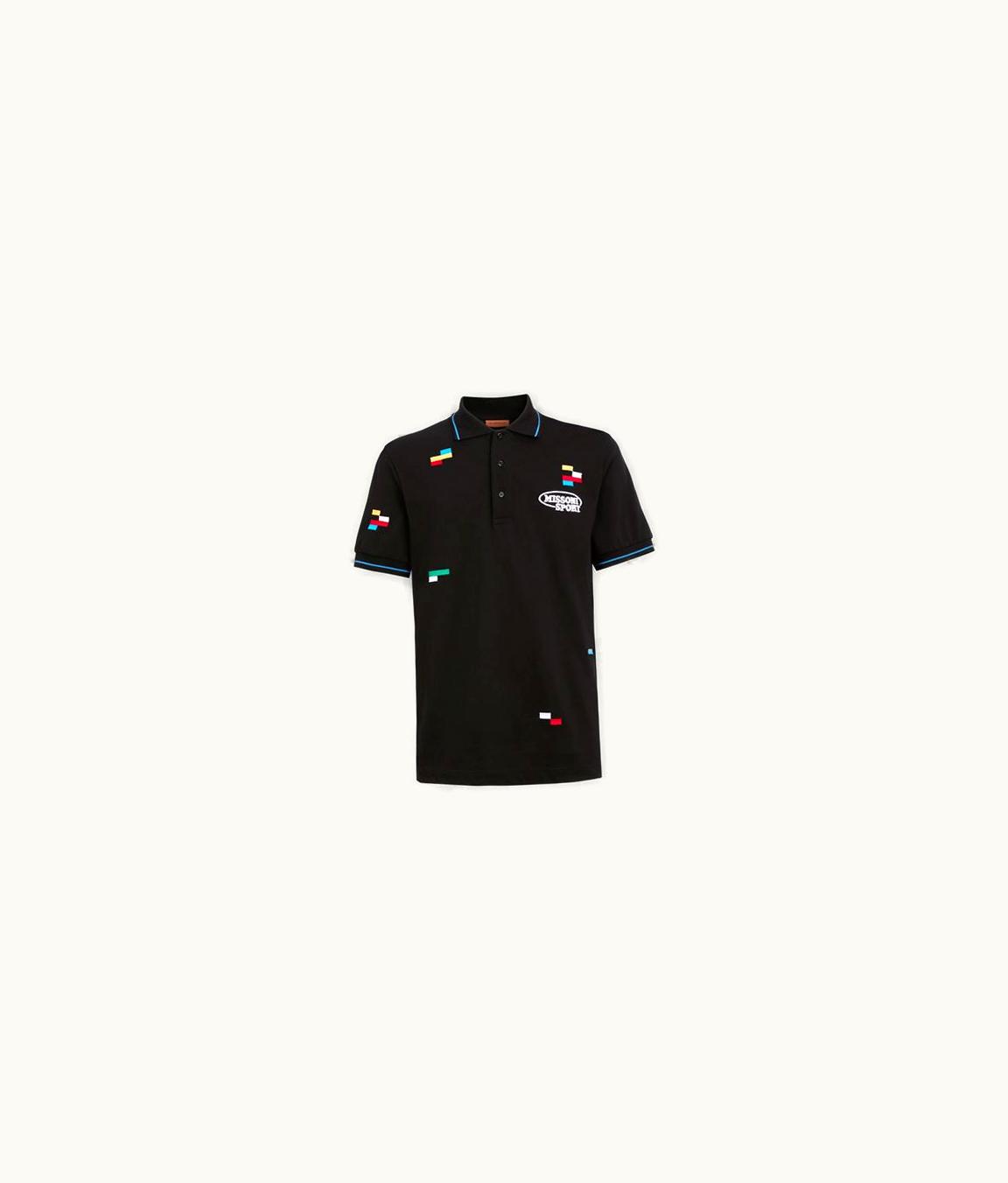 Missoni Missoni Short-Sleeved Polo Shirt In Cotton Piqué With Embroidered Pixels