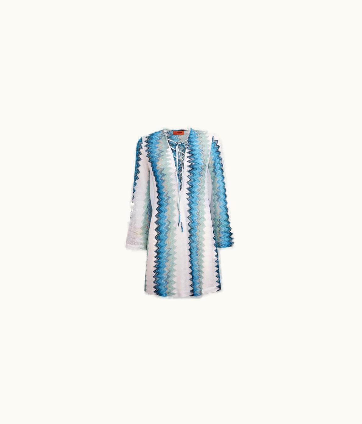 Missoni Missoni Long-Sleeved Kaftan In Viscose Blend With Zigzag Lamé