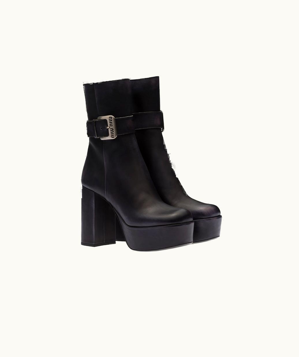 Miu Miu Miu Miu Leather Platform Booties UZ0152391