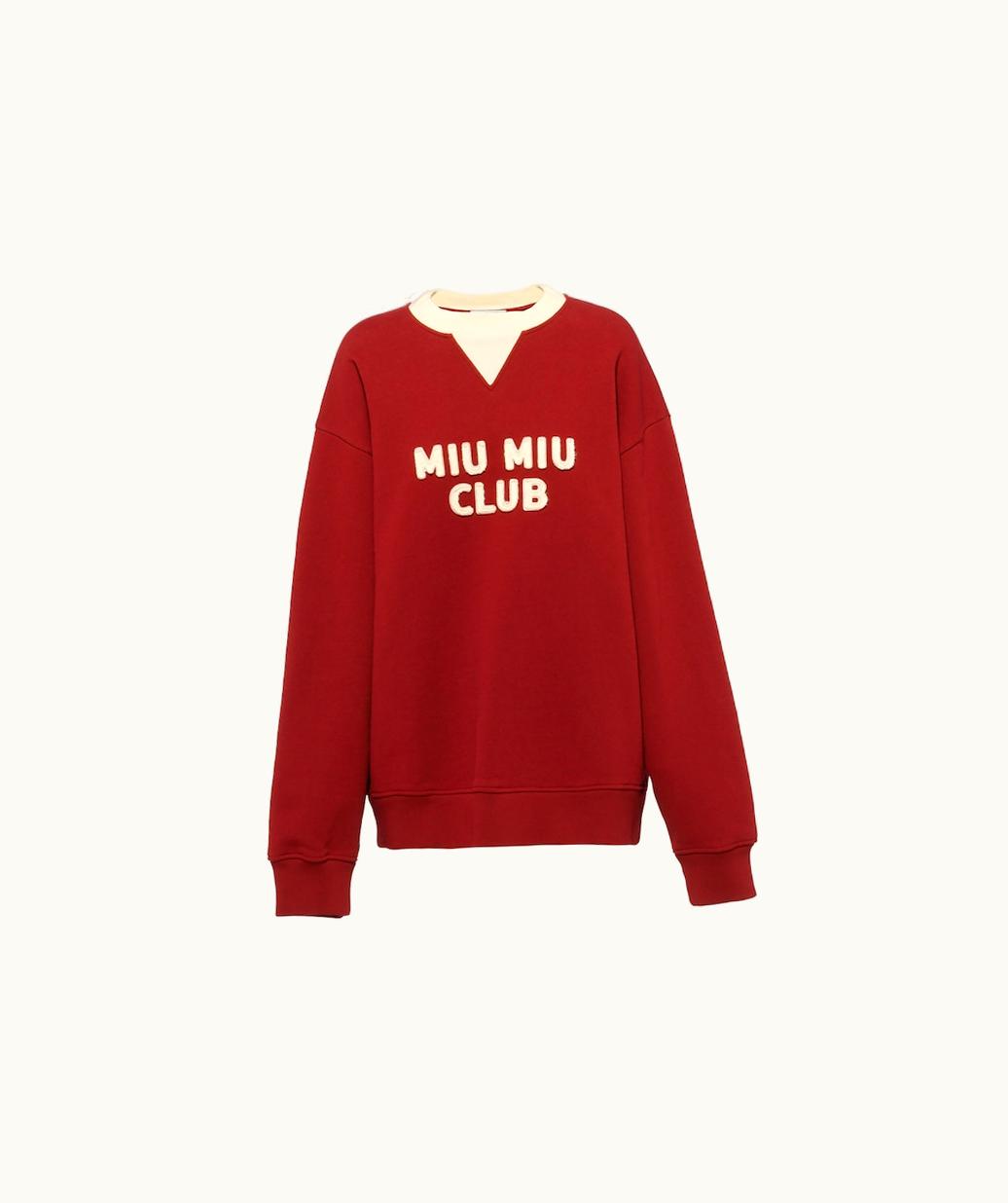 Miu Miu Miu Miu Cotton Fleece Sweatshirt With Embroidered Logo