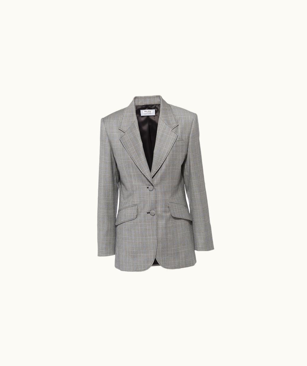 Miu Miu Miu Miu Prince Of Wales Checked Wool Jacket