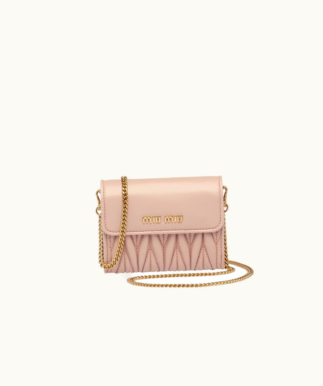 Miu Miu Miu Miu Nappa Leather Wallet With Shoulder Strap