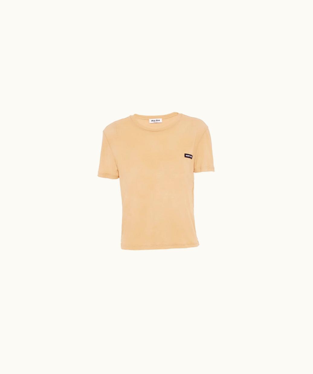 Miu Miu Miu Miu Garment-Dyed Ribbed Jersey T-Shirt