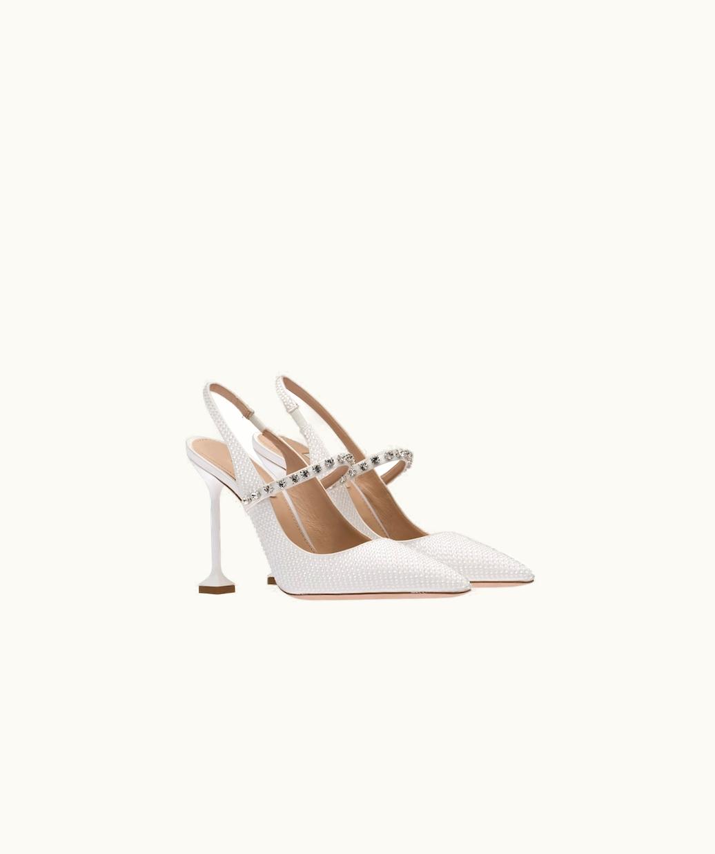 Miu Miu Miu Miu Satin Slingback Pumps With Crystals UZ0152527