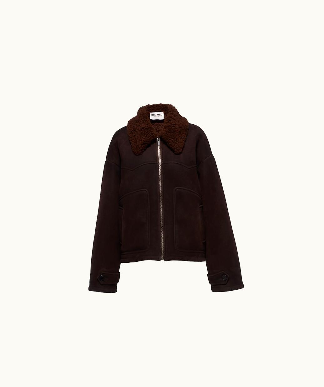 Miu Miu Miu Miu Oversized Suede Shearling Jacket UZ0152540