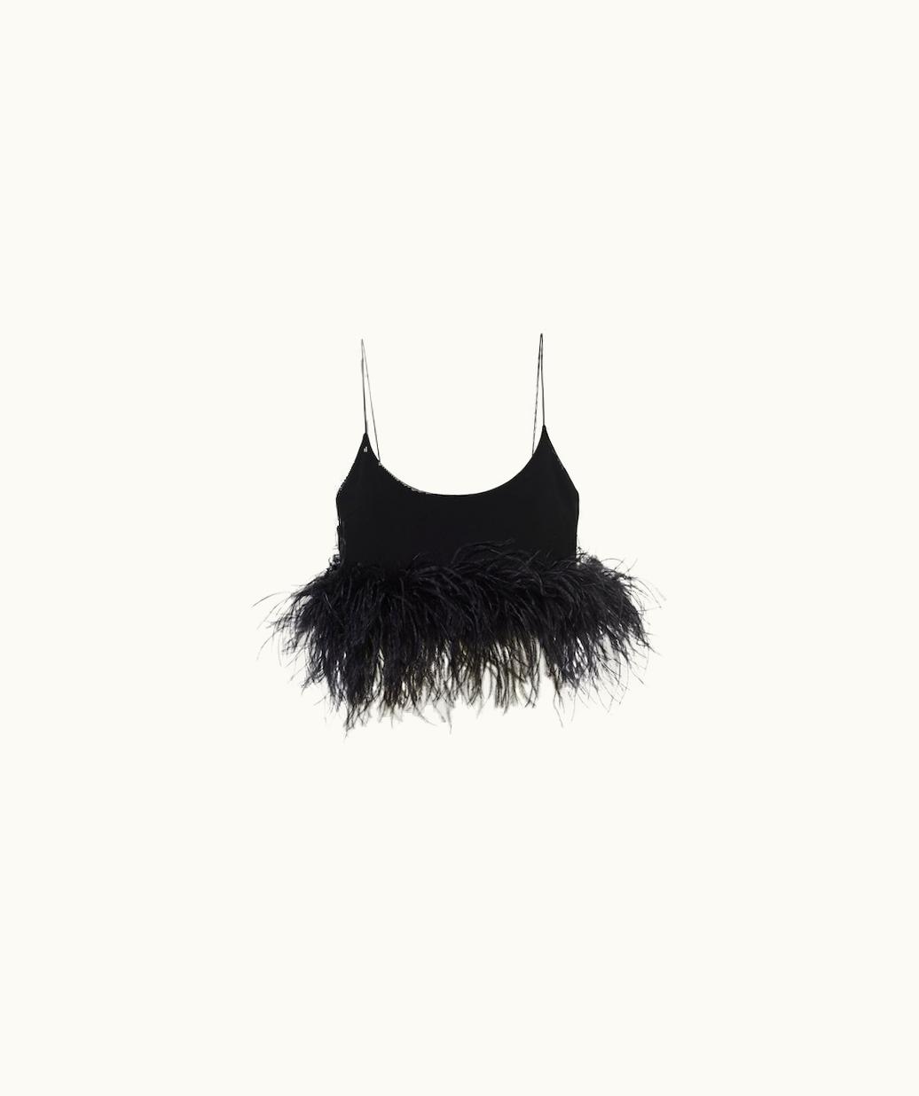 Miu Miu Miu Miu Stretch Cady Top With Feathers UZ0152600