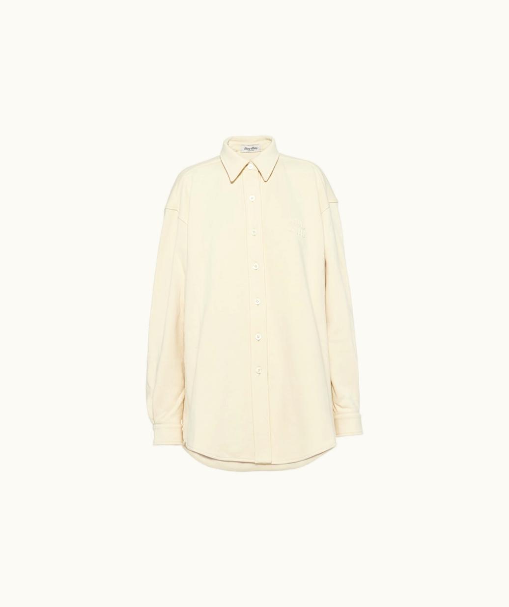 Miu Miu Miu Miu Oversized Cotton Shirt With Embroidered Logo UZ0152604