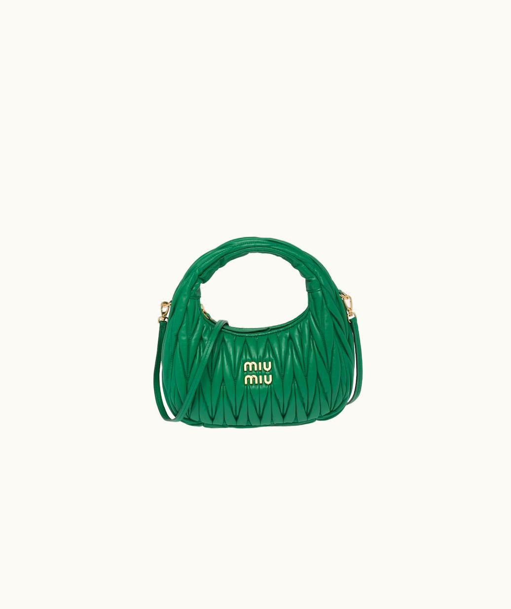 Miu Miu Miu Miu Wander Matelassé Nappa Leather Mini Hobo Bag UZ0152665