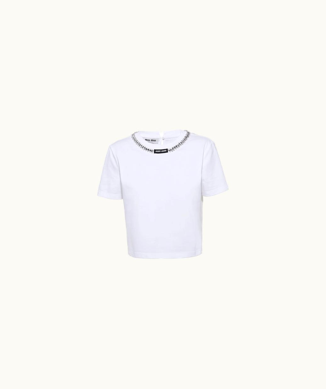 Miu Miu Miu Miu Embroidered Cotton T-Shirt UZ0152694
