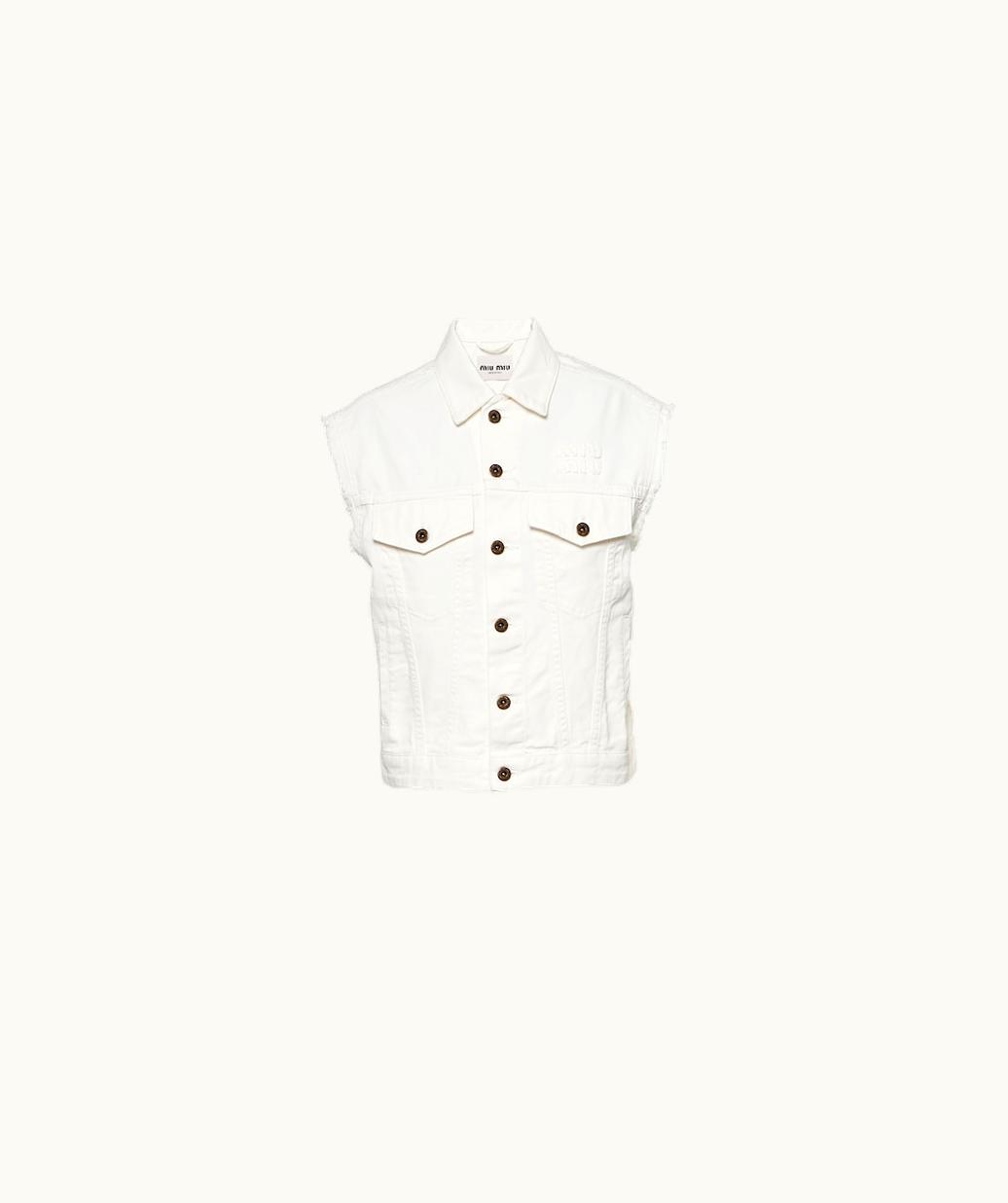 Miu Miu Miu Miu White Denim Blouson Jacket