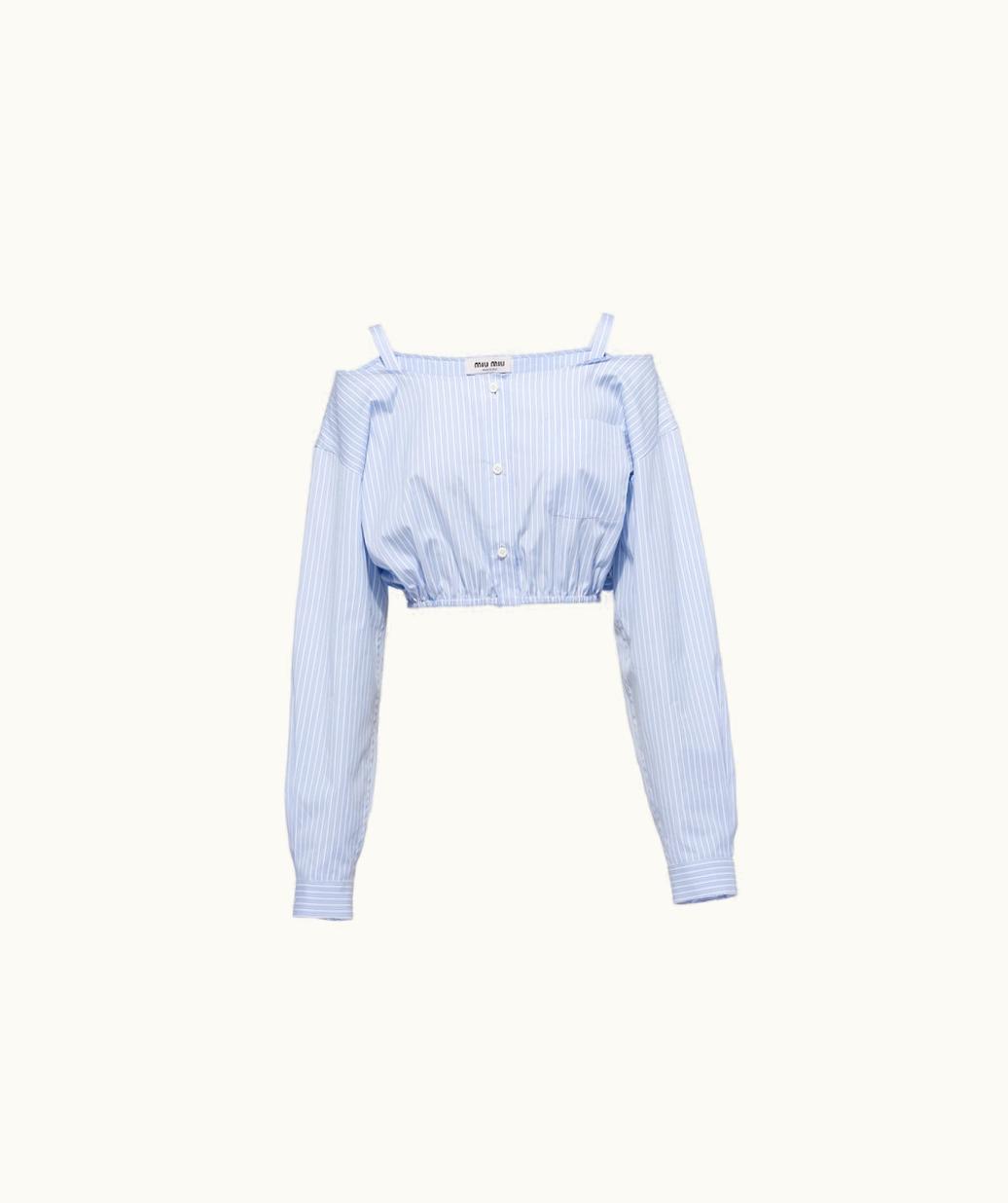 Miu Miu Miu Miu Striped Chambray Shirt With Logo UZ0152729