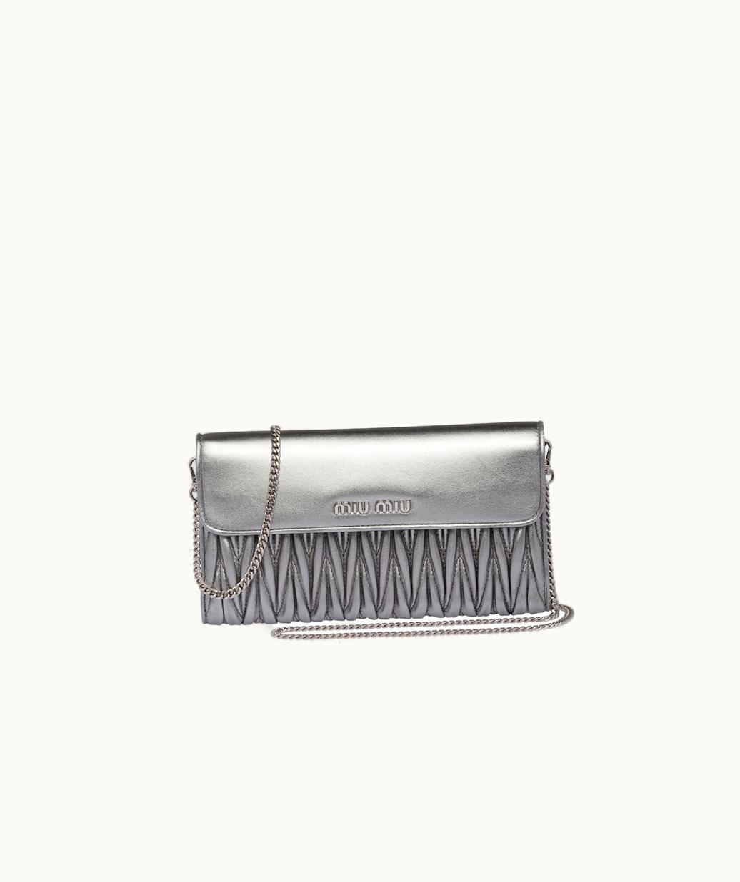 Miu Miu Miu Miu Matelassé Nappa Leather Wallet With Shoulder Strap UZ0152744