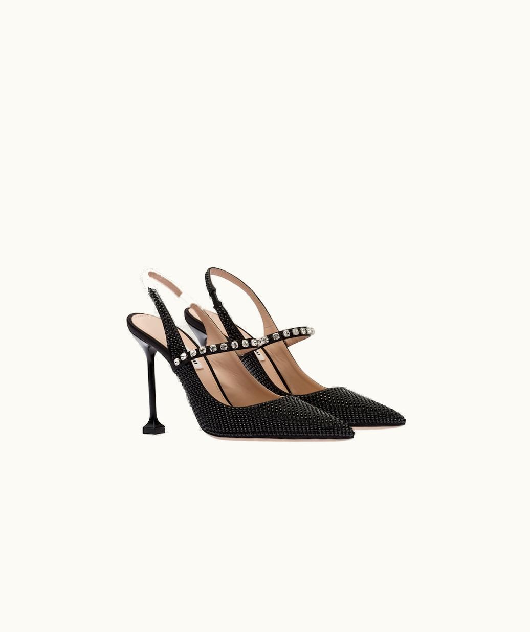 Miu Miu Miu Miu Satin Slingback Pumps With Crystals UZ0152765