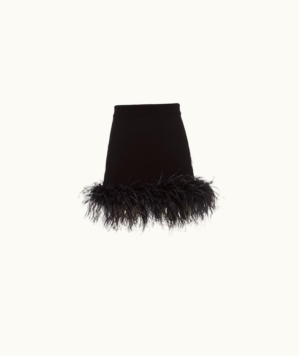 Miu Miu Miu Miu Cashmere Miniskirt With Feathers