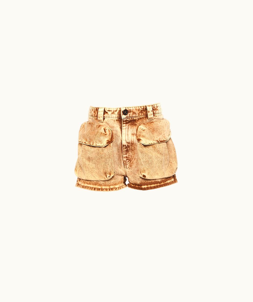 Miu Miu Miu Miu Marbleized Denim Bermudas