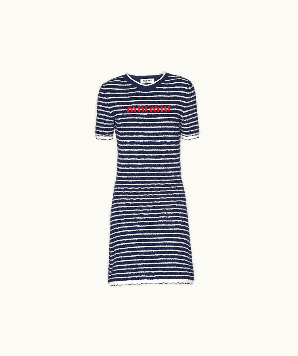 Miu Miu Miu Miu Bouclé Cotton Crew-Neck Mini-Dress