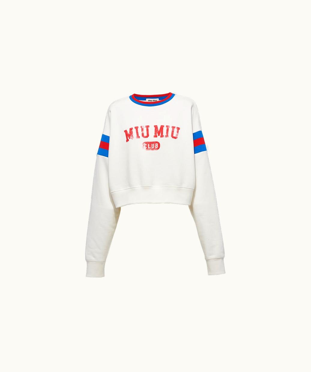 Miu Miu Miu Miu Printed Cropped Cotton Sweatshirt