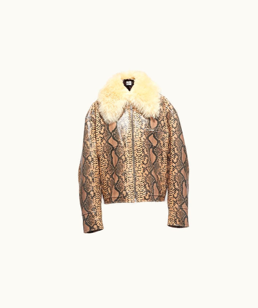 Miu Miu Miu Miu Quilted Printed Leather Jacket