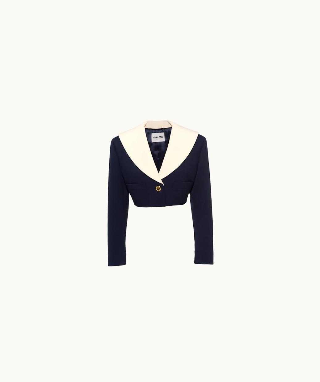 Miu Miu Miu Miu Single-Breasted Cropped Grain De Poudre Jacket