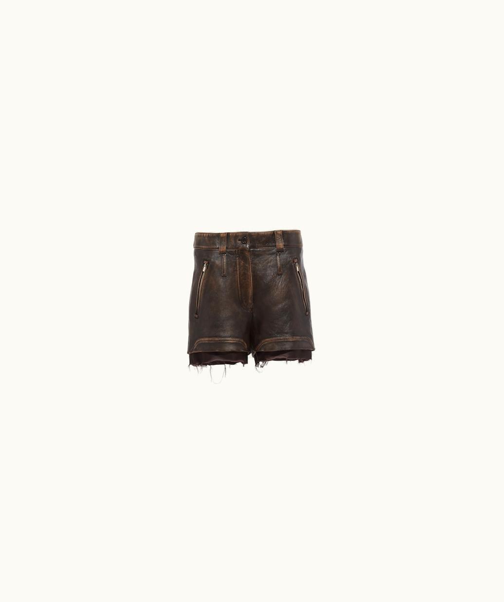 Miu Miu Miu Miu Vintage-Look Nappa Leather Shorts