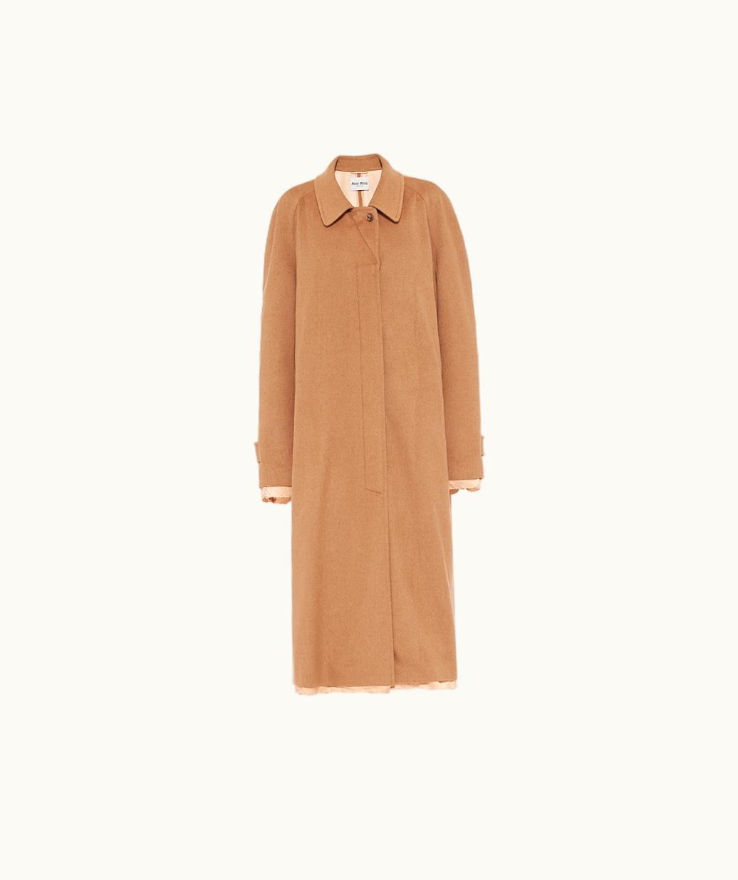 Miu Miu Miu Miu Single-Breasted Velour Camel-Hair Coat