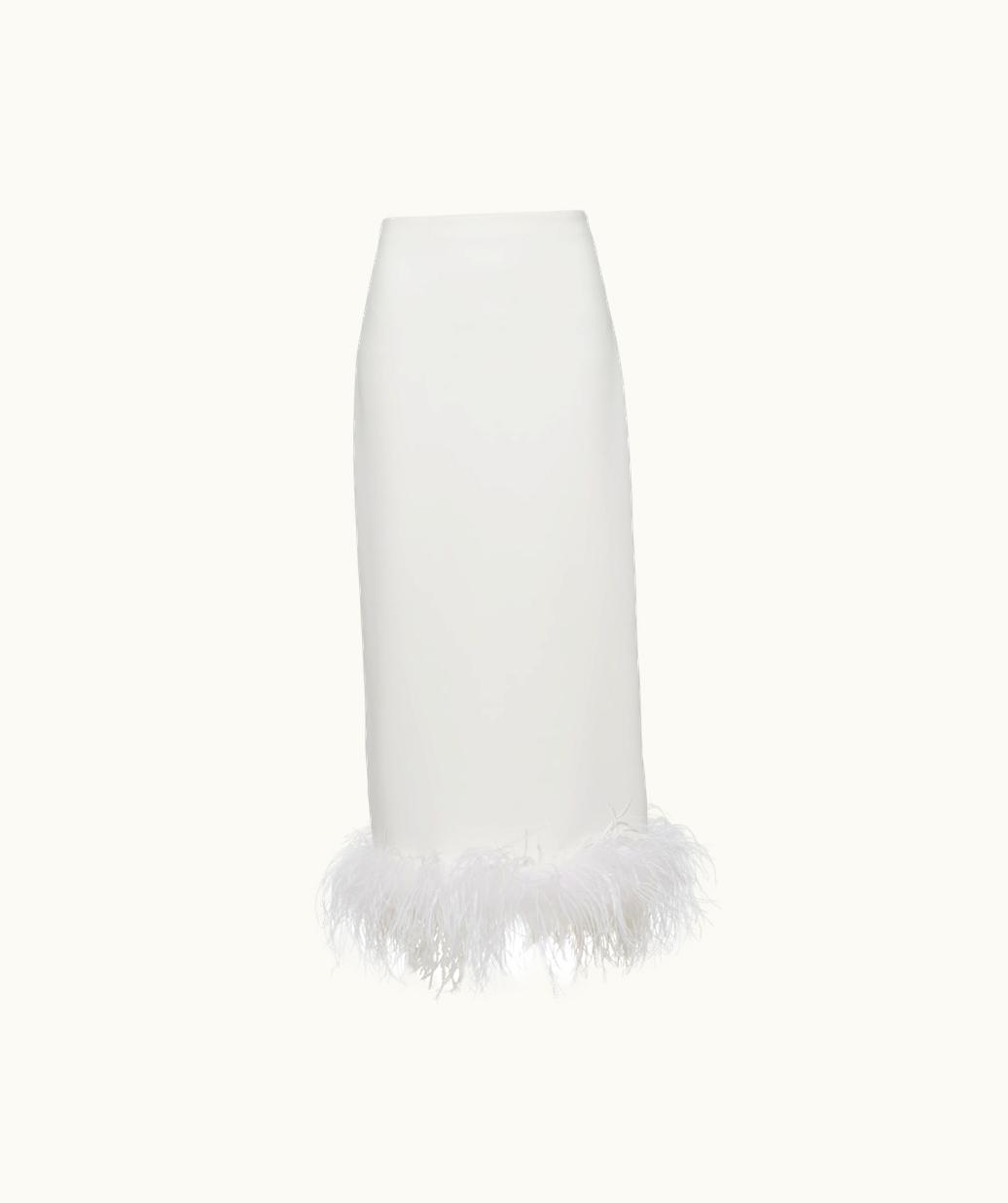 Miu Miu Miu Miu Stretch Cady Skirt With Feathers